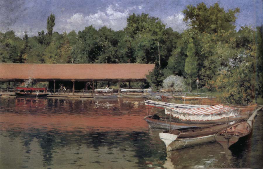 William Merritt Chase The boat in the lake